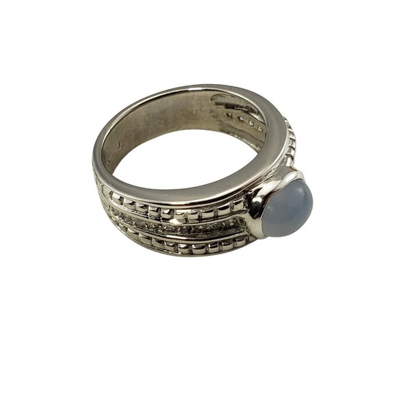 Vintage 18 Karat White Gold Moonstone and Diamond Ring Size 7.75 #10670 - Picture 3 of 8